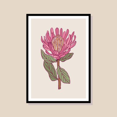 Poster tasarımı, afişler, marka kimliği, ambalaj iç tasarımı için minimal botanik çizimi