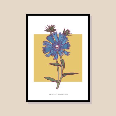 Poster tasarımı, afişler, marka kimliği, ambalaj iç tasarımı için minimal botanik çizimi