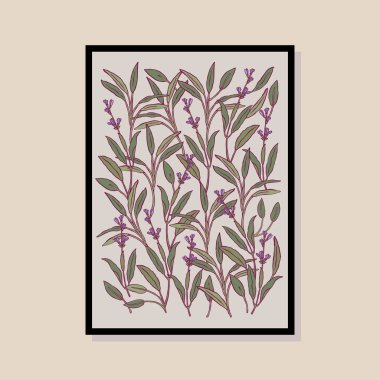Poster tasarımı, afişler, marka kimliği, ambalaj iç tasarımı için minimal botanik çizimi