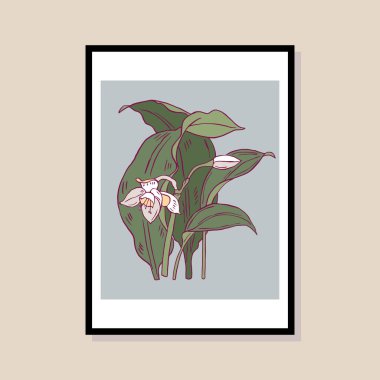 Poster tasarımı, afişler, marka kimliği, ambalaj iç tasarımı için minimal botanik çizimi