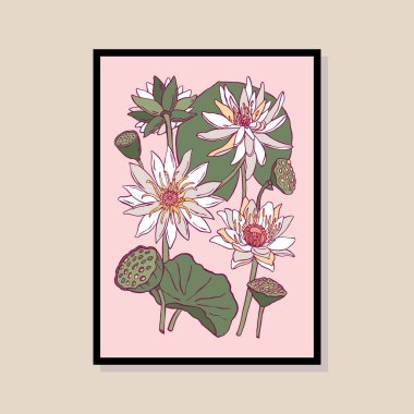 Poster tasarımı, afişler, marka kimliği, ambalaj iç tasarımı için minimal botanik çizimi