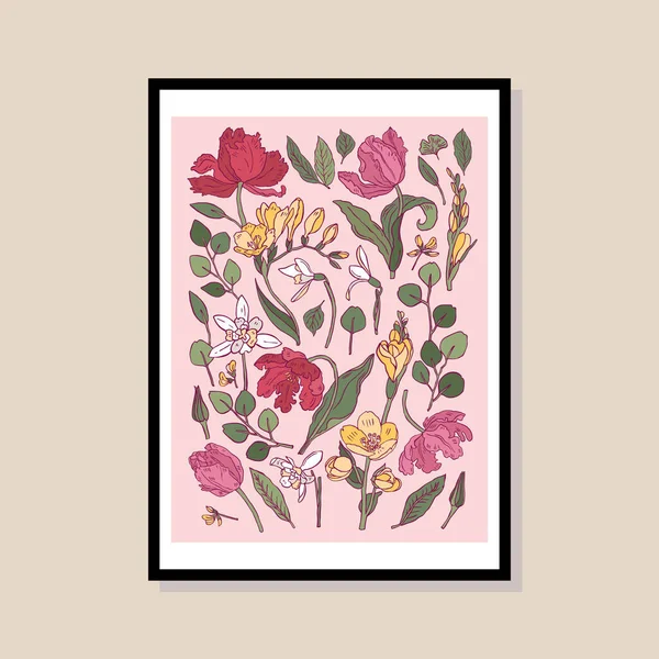 Poster tasarımı, afişler, marka kimliği, ambalaj iç tasarımı için minimal botanik çizimi