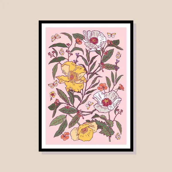 Poster tasarımı, afişler, marka kimliği, ambalaj iç tasarımı için minimal botanik çizimi