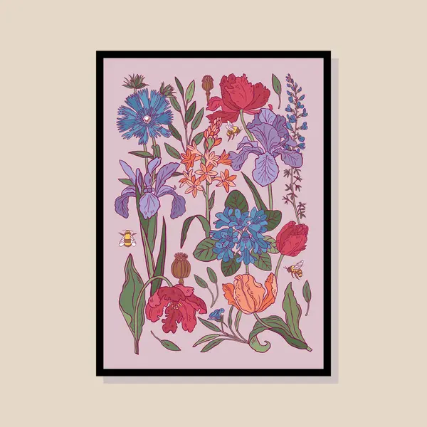 Poster tasarımı, afişler, marka kimliği, ambalaj iç tasarımı için minimal botanik çizimi