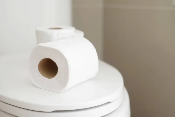 Tissue Paper Placed Toilet Bowl Bathroom — Stock Photo, Image