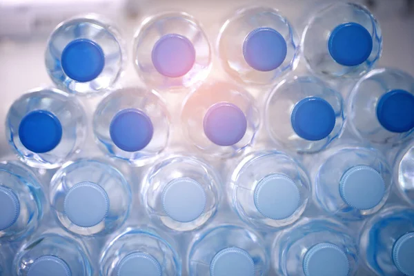 stock image Cold drinking water bottles in the refrigerator