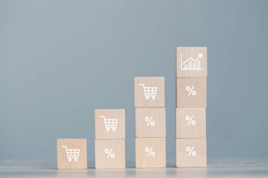 Kurumsal büyüme ve satış hedeflerine göre ağaç küp blok