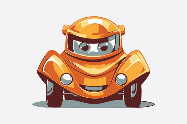 Ручний Пофарбований Робот Кермом Автомобіля Мультиплікаційному Стилі Логотип Концепції Штучного — стоковий вектор