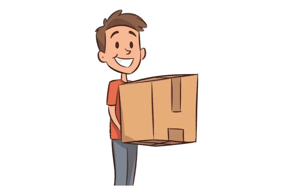 Hand Painted Delivery Man Cartoon Style Vector Format — Stock Vector
