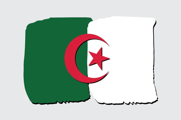 Algeria Flag Colored Hand Drawn Lines Vector Format — Stock Vector