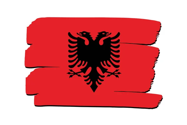 带彩色手绘矢量线的阿尔巴尼亚国旗 — 图库矢量图片