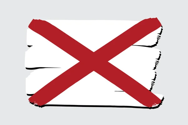 アラバマ州旗ベクトル形式で手描き線で彩色 — ストックベクタ