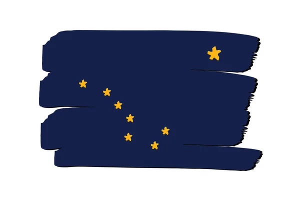 Státní Vlajka Aljašky Barevnými Ručně Kreslenými Čárami Vektorovém Formátu — Stockový vektor