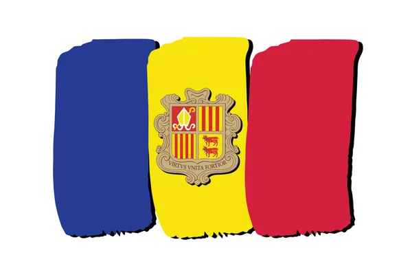 Andorra Bandera Con Líneas Dibujadas Mano Colores Formato Vectorial — Archivo Imágenes Vectoriales