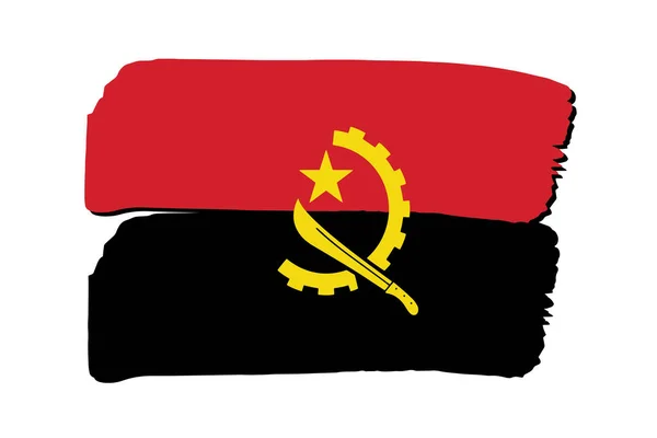 Angola Flagge Mit Farbigen Handgezeichneten Linien Vektorformat — Stockvektor