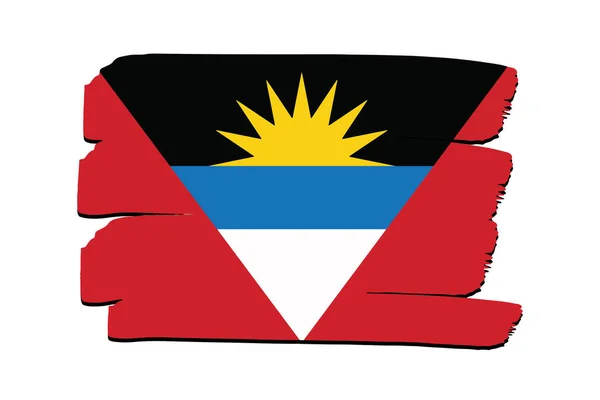 Antigua Und Barbuda Flagge Mit Farbigen Handgezeichneten Linien Vektorformat — Stockvektor