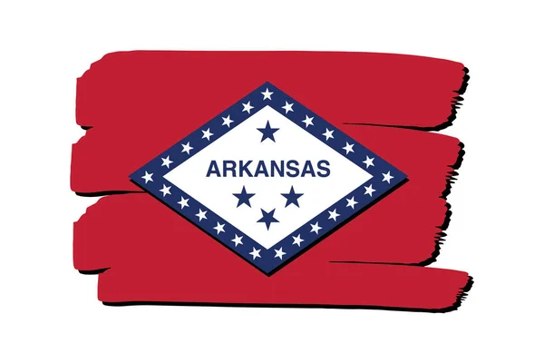 Arkansas State Flag Colored Hand Drawn Lines Vector Format — Stock Vector