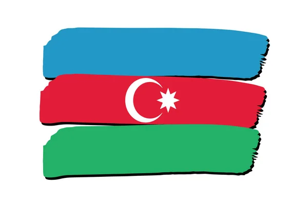 带彩色手绘矢量线的阿塞拜疆国旗 — 图库矢量图片