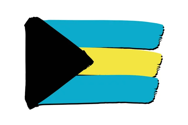 Bahamas Vlag Met Gekleurde Handgetekende Lijnen Vector Formaat — Stockvector