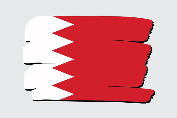 Bahrain Flagge Mit Farbigen Handgezeichneten Linien Vektorformat — Stockvektor