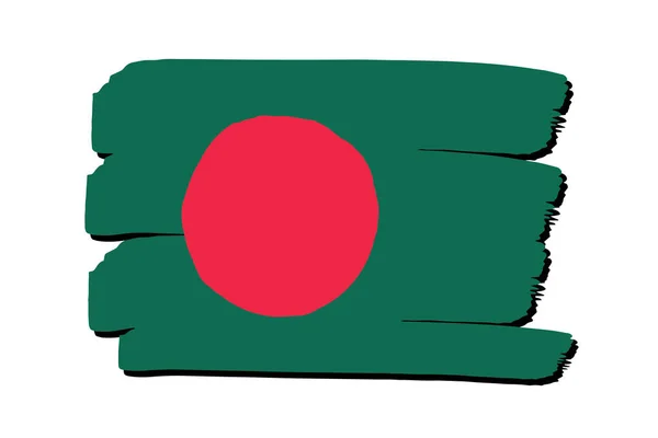 Bandera Bangladesh Con Líneas Dibujadas Mano Color Formato Vectorial — Vector de stock
