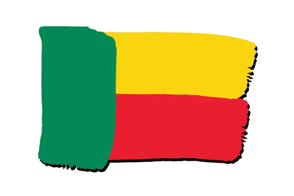 Benin Flagge Mit Farbigen Handgezeichneten Linien Vektorformat — Stockvektor
