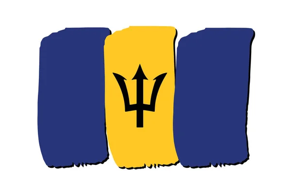 Bandiera Barbados Con Linee Disegnate Mano Colorate Formato Vettoriale — Vettoriale Stock