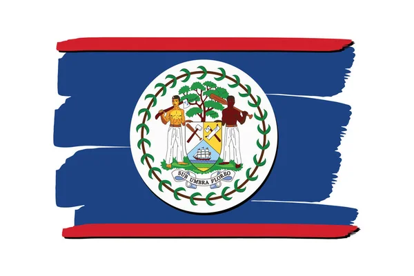 Bandera Belice Con Líneas Dibujadas Mano Color Formato Vectorial — Vector de stock