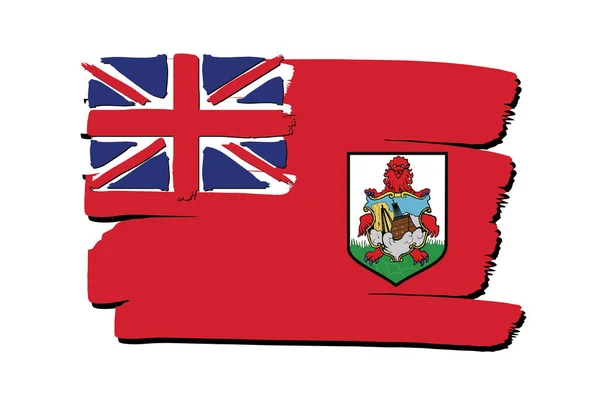 Bandera Bermuda Con Líneas Dibujadas Mano Color Formato Vectorial — Vector de stock