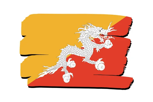 Flaga Bhutanu Kolorowymi Liniami Narysowanymi Ręcznie Formacie Wektorowym — Wektor stockowy