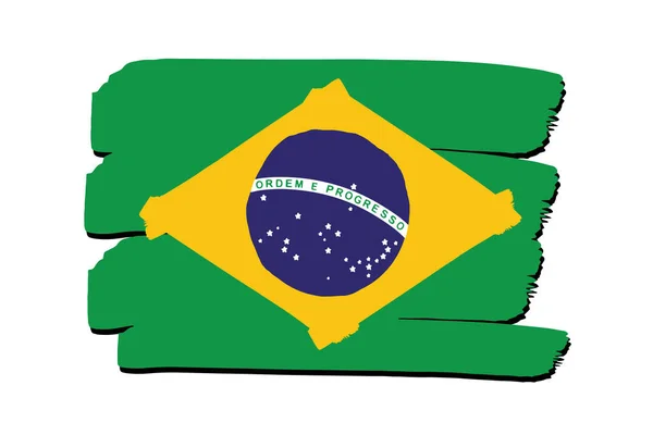 Bandera Brasil Con Líneas Dibujadas Mano Color Formato Vectorial — Vector de stock