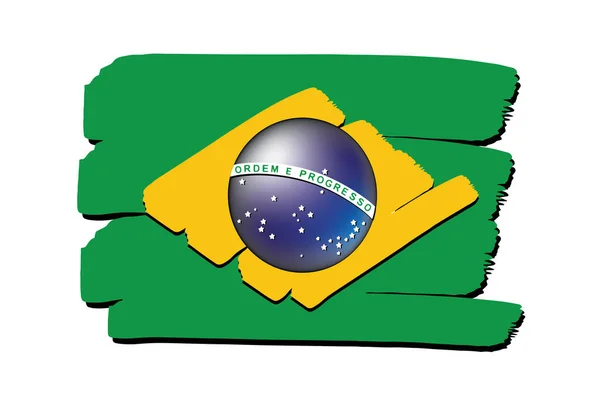 Brazylia Flaga Kolorowymi Ręcznie Rysowane Linie Formacie Wektorowym — Wektor stockowy