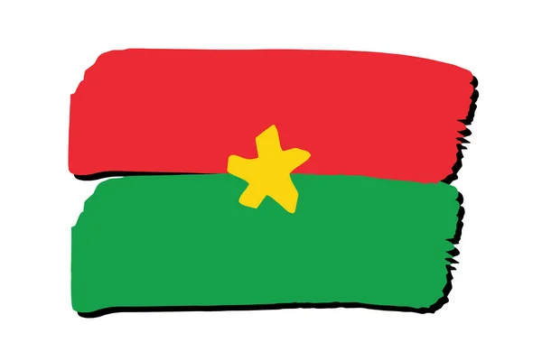 Burkina Faso Bandera Con Líneas Dibujadas Mano Colores Formato Vectorial — Vector de stock