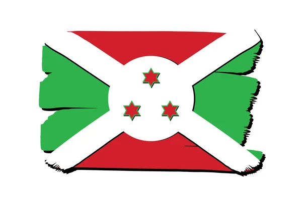 Bandiera Burundi Con Linee Colorate Disegnate Mano Formato Vettoriale — Vettoriale Stock