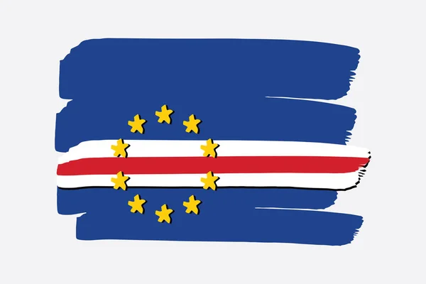 Kap Verde Flagga Med Färgade Handritade Linjer Vektorformat — Stock vektor