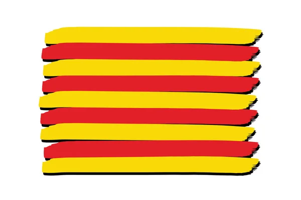 Katalánská Vlajka Barevnými Ručně Kreslenými Čárami Vektorovém Formátu — Stockový vektor