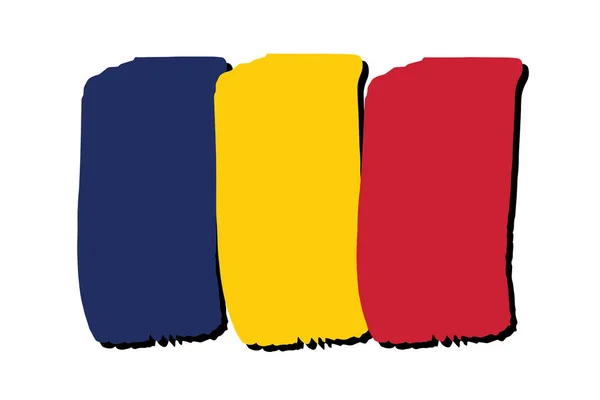 带彩色手绘矢量线的乍得国旗 — 图库矢量图片