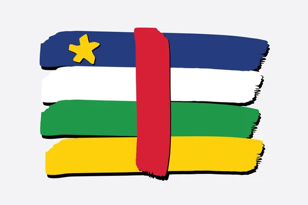 Flagge Der Zentralafrikanischen Republik Mit Farbigen Handgezeichneten Linien Vektorformat — Stockvektor