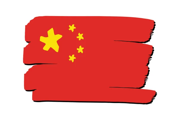 Kina Flag Med Farvede Håndtegnede Linjer Vektorformat – Stock-vektor