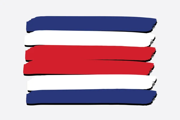 Bandeira Costa Rica Com Linhas Desenhadas Mão Coloridas Formato Vetorial — Vetor de Stock