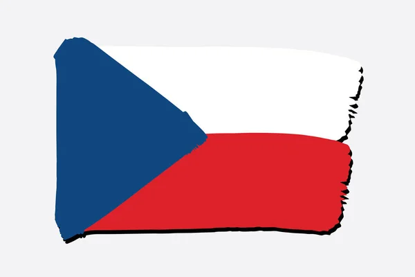 带彩色手绘矢量线的捷克共和国国旗 — 图库矢量图片