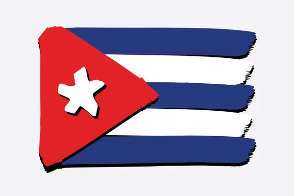 Kuba Flagge Mit Farbigen Handgezeichneten Linien Vektorformat — Stockvektor