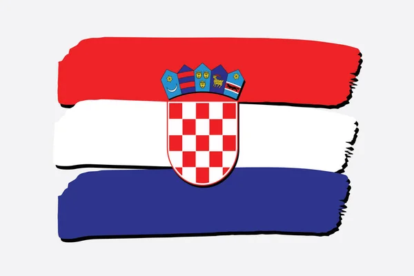 Bandera Croacia Con Líneas Dibujadas Mano Colores Formato Vectorial — Vector de stock