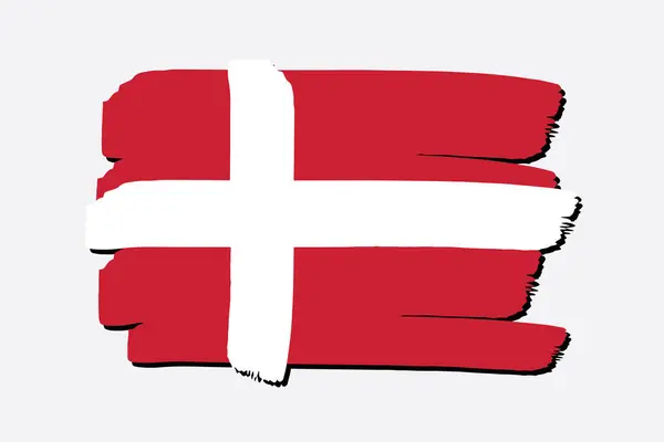Dänemark Flagge Mit Farbigen Handgezeichneten Linien Vektorformat — Stockvektor