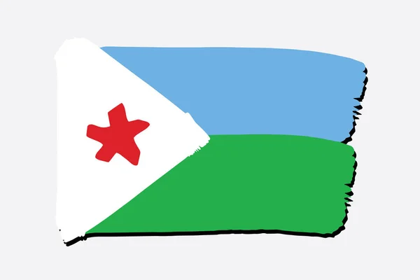 Džibutský Příznak Barevnými Ručně Kreslenými Čárami Vektorovém Formátu — Stockový vektor
