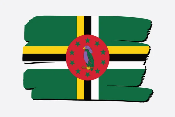 Bandeira Dominica Com Linhas Desenhadas Mão Coloridas Formato Vetorial —  Vetores de Stock