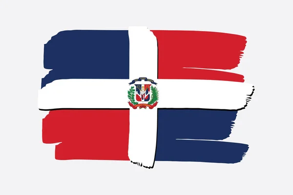 Bendera Republik Dominika Dengan Warna Warni Garis Yang Digambar Dalam - Stok Vektor