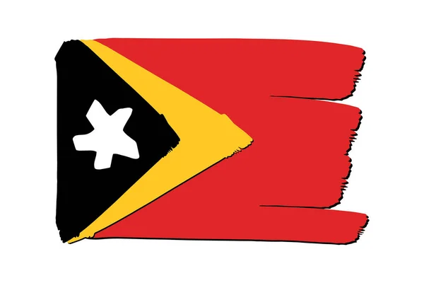 Osttimor Flagge Mit Farbigen Handgezeichneten Linien Vektorformat — Stockvektor
