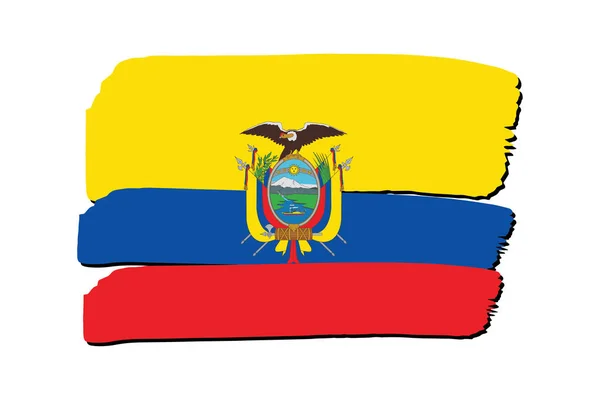 Bandeira Equador Com Linhas Desenhadas Mão Coloridas Formato Vetorial —  Vetores de Stock
