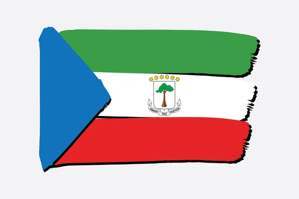 Guinea Equatoriale Bandiera Con Linee Disegnate Mano Colorate Formato Vettoriale — Vettoriale Stock